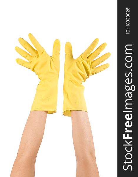 Hand In Glove Isolated Over White Background