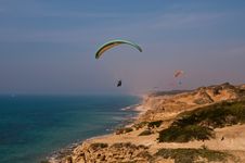 Paraglider Over Mediterranean Sea . Royalty Free Stock Photography Paraglider Over Mediterranean Sea . Royalty Free Stock Photography
