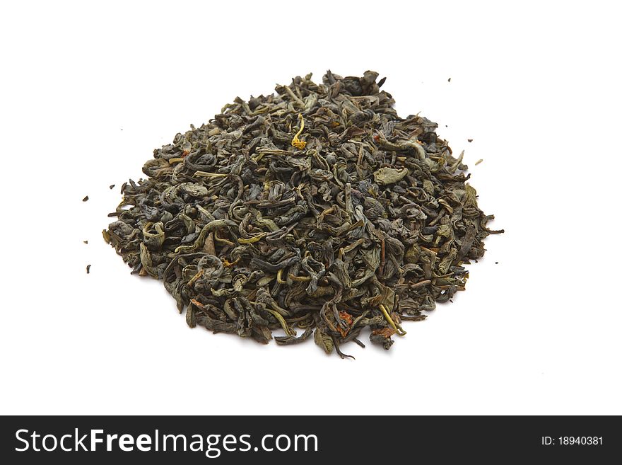 Green tea leaves isolated