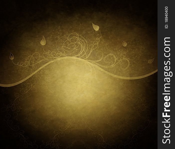 Grunge beauty floral design brown and golden background. Grunge beauty floral design brown and golden background