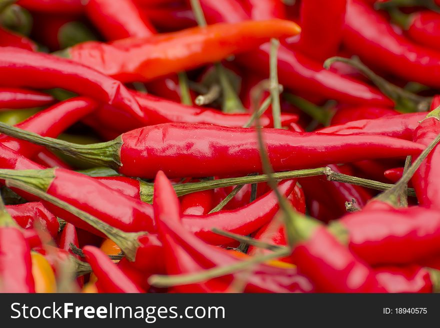 Spicy Red Hot Perrs in close up. Spicy Red Hot Perrs in close up.