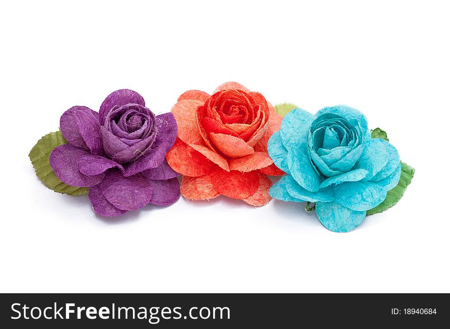 Paper rose on white background