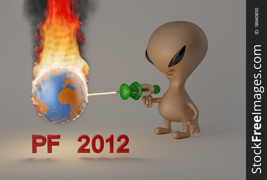 3D computer illustration of alien warming Earth. 3D computer illustration of alien warming Earth