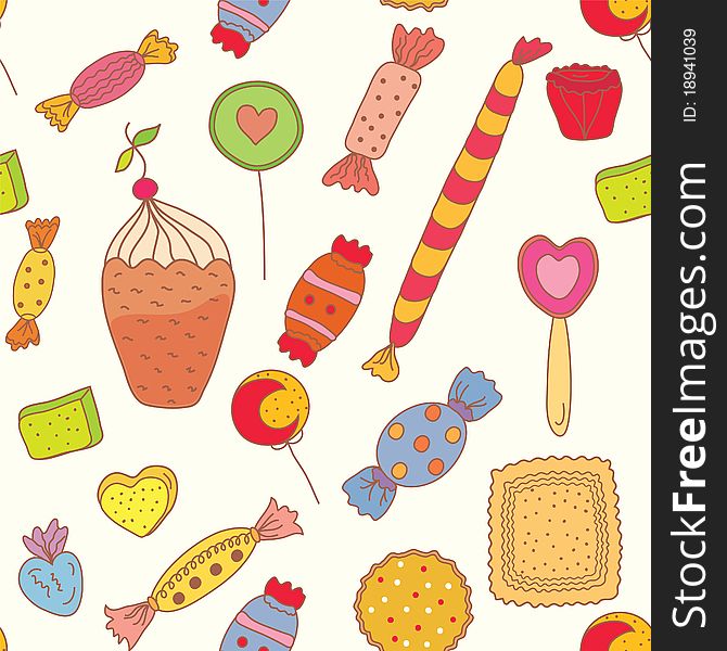 Seamless pattern with candies and sweets