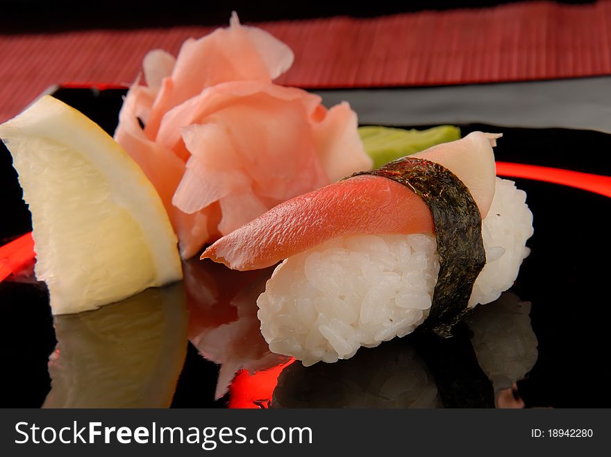 Sushi, Japanese cuisine with fresh seafood