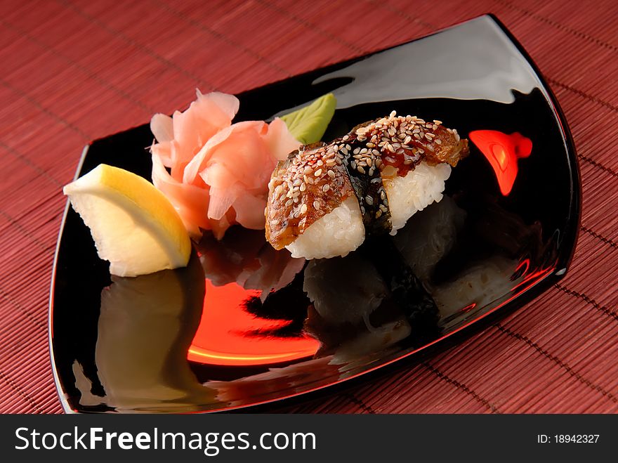 sushi, Japanese cuisine with fresh seafood