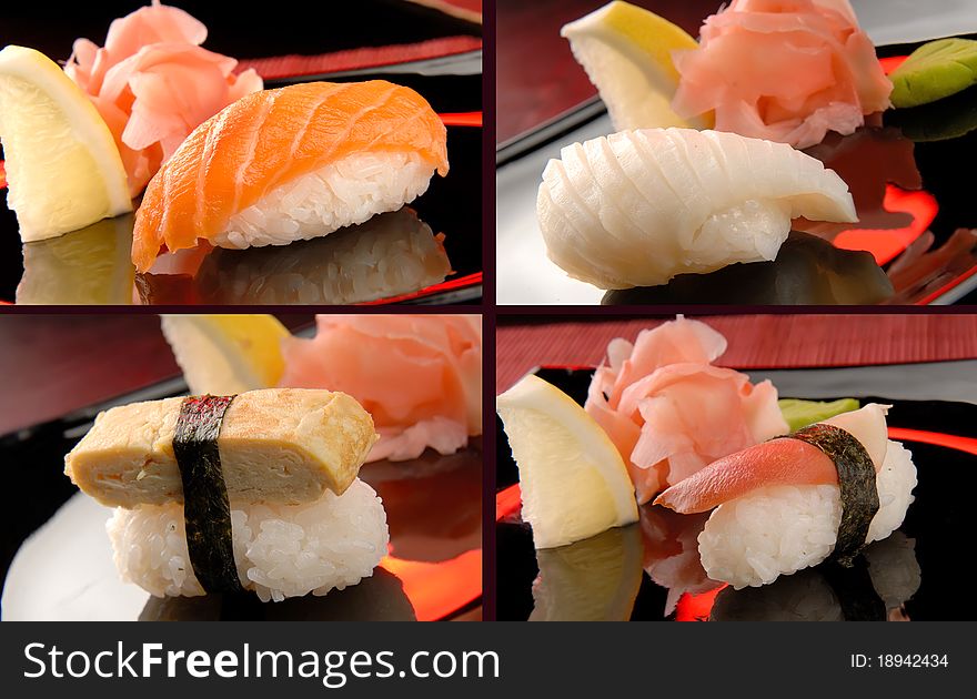 sushi, Japanese cuisine with fresh seafood