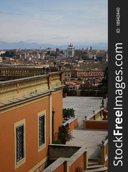 View of the centre of rome with his domes, roofs and monuments by the gianicolo square. View of the centre of rome with his domes, roofs and monuments by the gianicolo square