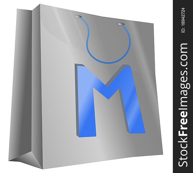 Mettalic-blue bag 3D icons. Mettalic-blue bag 3D icons