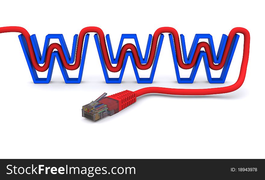 Red network cable twist WWW