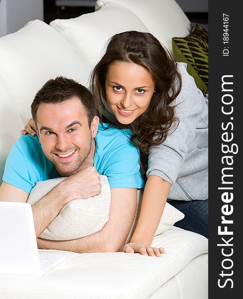 Couple with laptop