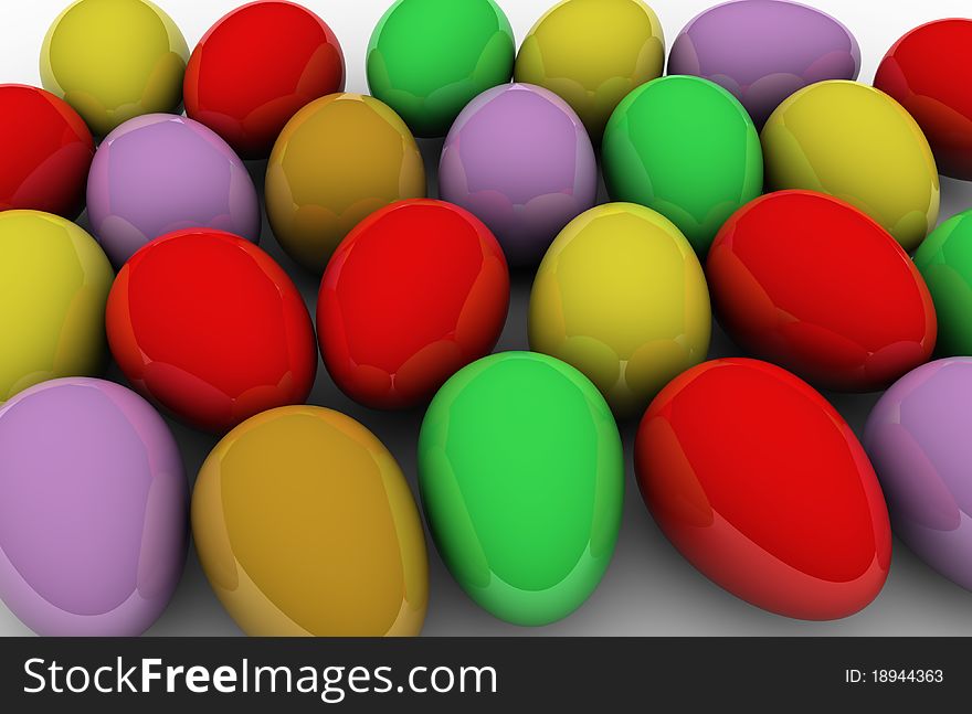 Heap of colorful Easter eggs close-up as background