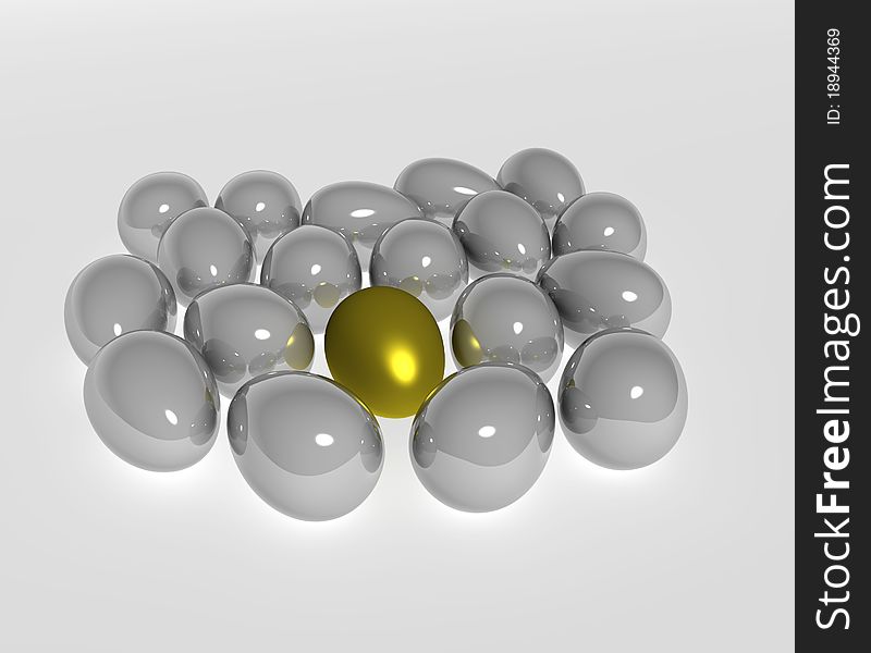 Unique golden egg - this is 3d render