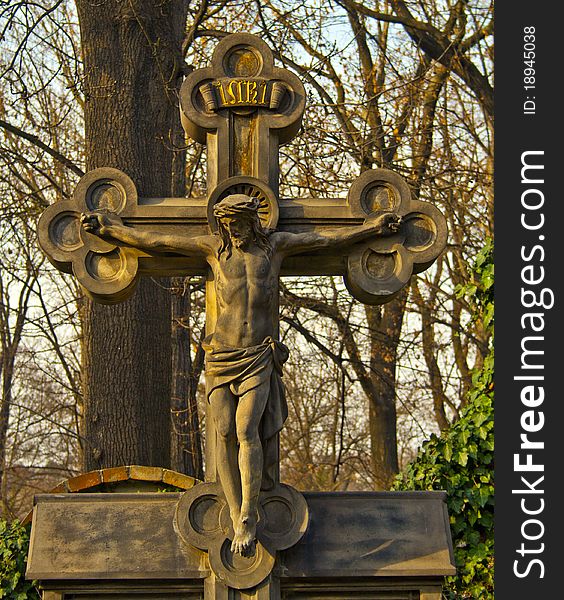Monuments in the cemetery in Prague. Memorials, headstones.