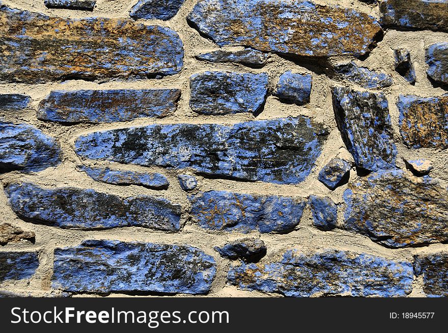 Turkish blue stone house wall