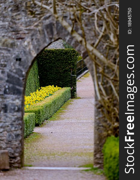 Gate in to a beautiful garden in Fota Arboretum in Ireland. Gate in to a beautiful garden in Fota Arboretum in Ireland