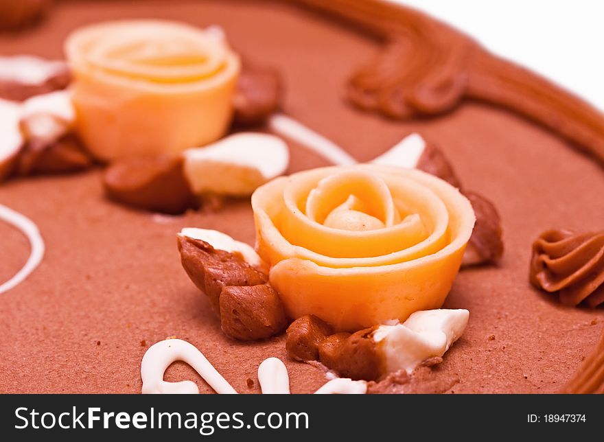 Chocolate Cake Closeup Isolated