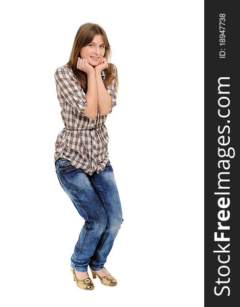 Girl crying isolated over white background