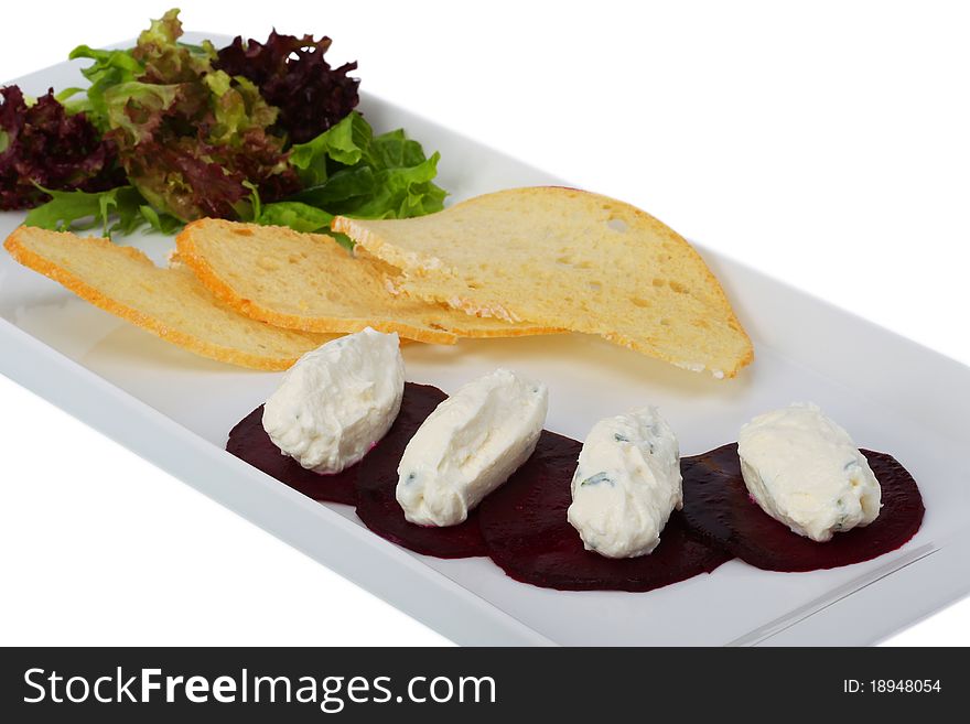 Dish of beets with cheese