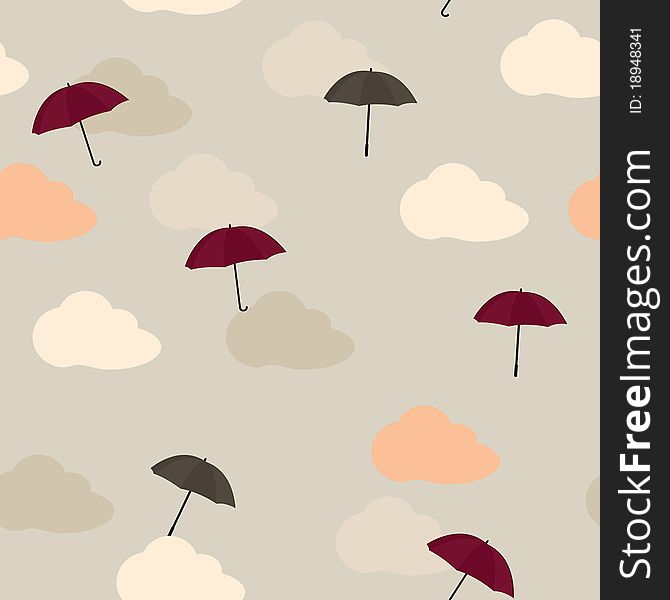 Multi-colored umbrellas in the sky - vector seamless pattern. Multi-colored umbrellas in the sky - vector seamless pattern