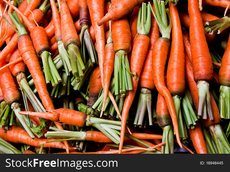 Group of carrots at fresh market