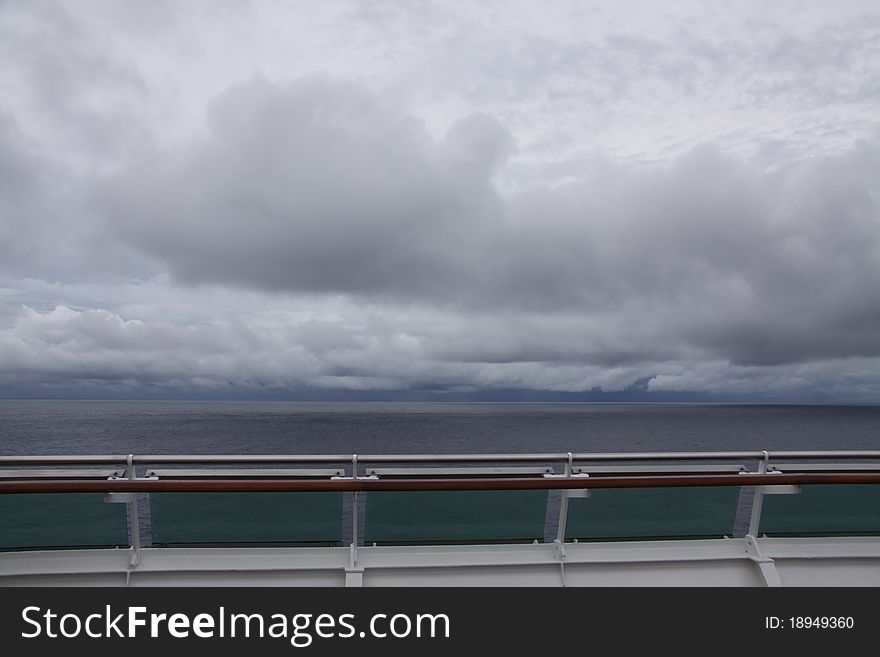 Simple Landscape view from top deck of a large cruise ship crossing the Equator in the Indian Ocean. Simple Landscape view from top deck of a large cruise ship crossing the Equator in the Indian Ocean