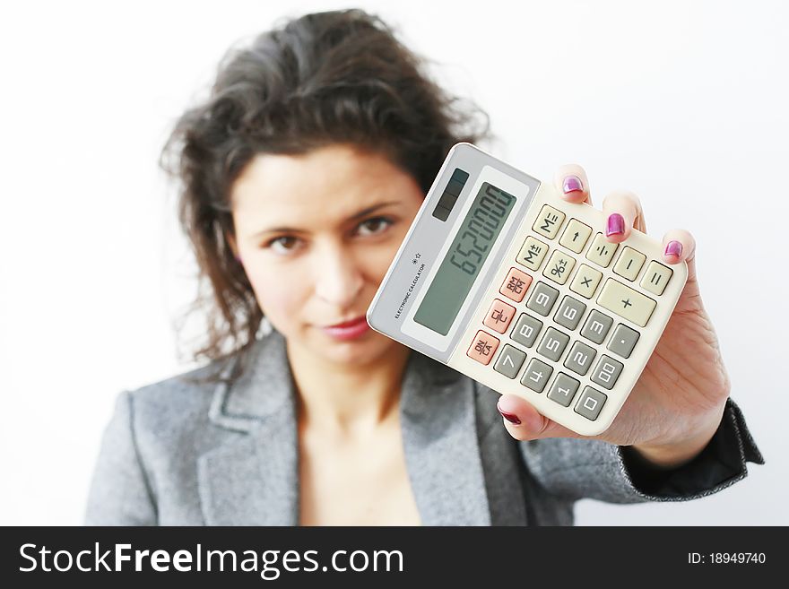 Businesswoman Showing A Calculator