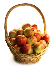 Red Ripe Apples In A Basket Stock Photos