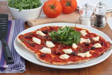 Pizza With Prosciutto And Ricotta Cheese Stock Photos Pizza With Prosciutto And Ricotta Cheese Stock Photos