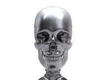 Silver Human Skull Stock Photo