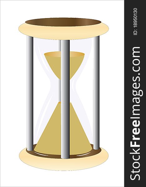 Illustration of hourglass under the white background