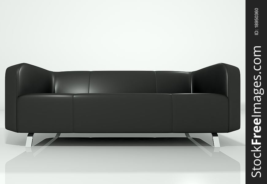 Black Leather Sofa 3D Rendering Isolated in White Background. Black Leather Sofa 3D Rendering Isolated in White Background