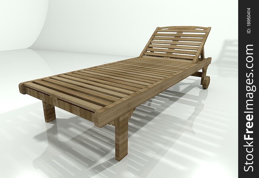 Deck Chair 3D Rendering Isolated in White Background