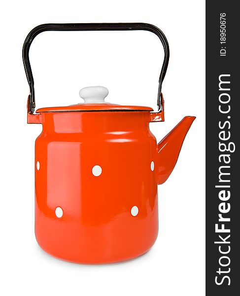 Red teapot isolated on a white background