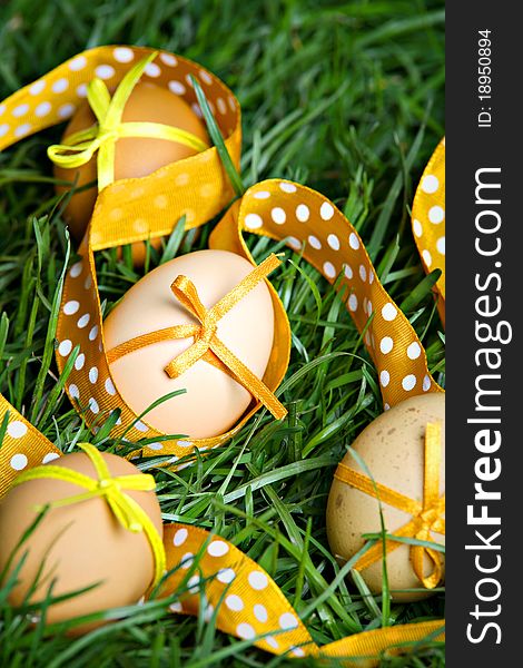 Easter Eggs Hidden In The Grass
