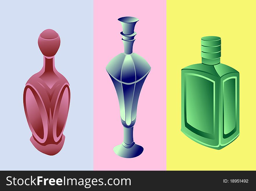 Set ofstylised simplified perfume bottles