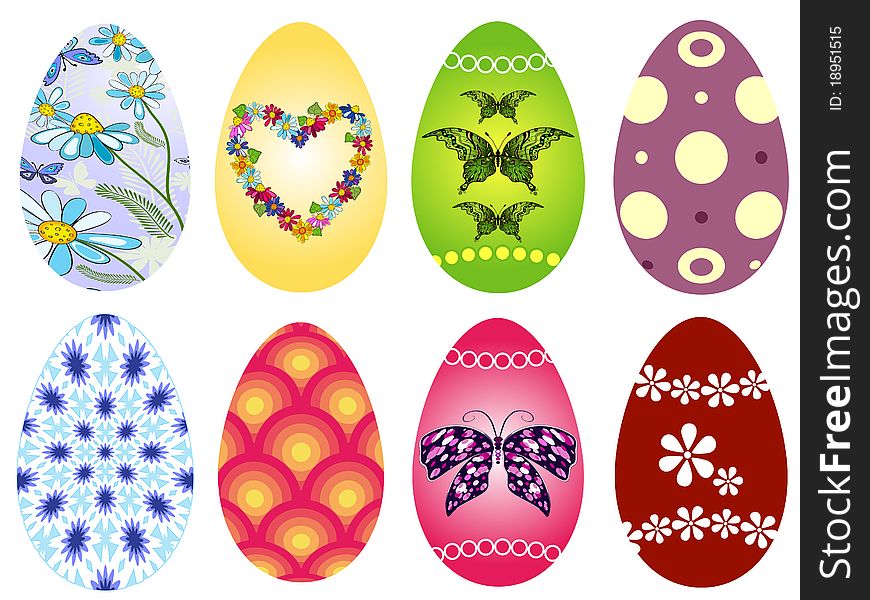 Collection colorful Easter`s eggs isolated on white background. Collection colorful Easter`s eggs isolated on white background