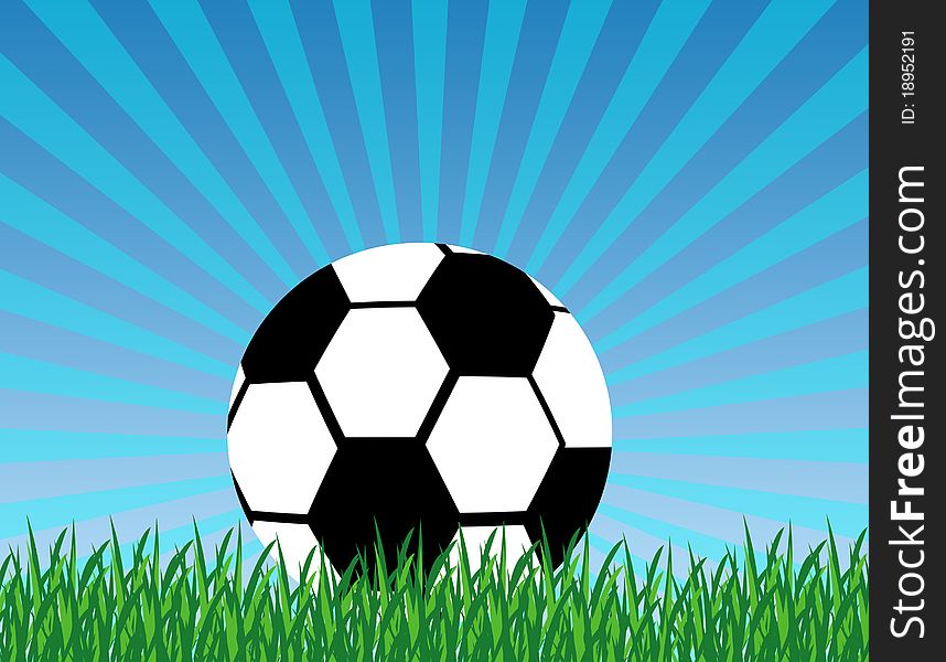 Background with soccer ball in the grass, illustration. Background with soccer ball in the grass, illustration