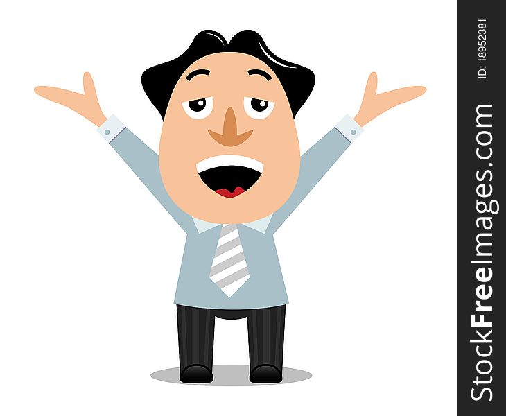 Happy businessman - mascot cartoon isolated on white background