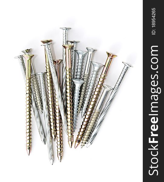 Screws on isolated white background
