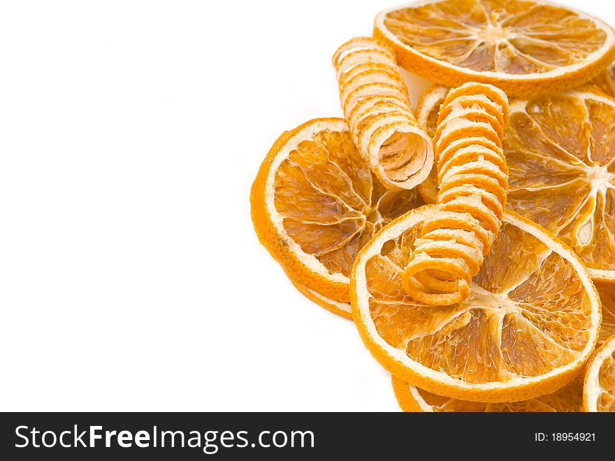 Aromatic orange slices isolated on white background. Aromatic orange slices isolated on white background