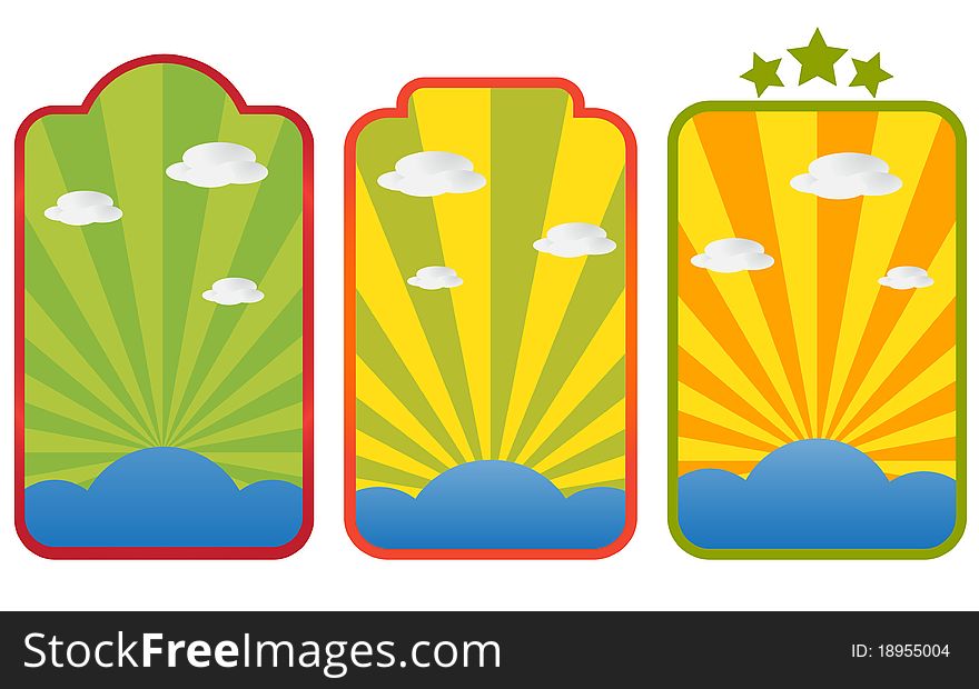 3 Colorful labels vector illustration. 3 Colorful labels vector illustration