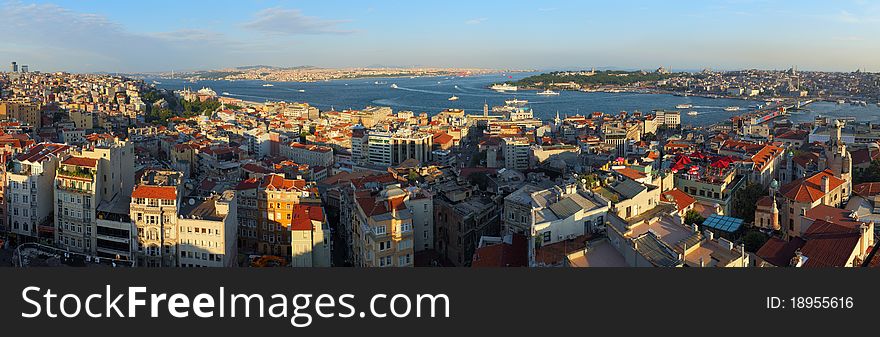 Istanbul Panorama at sunset, Turkey.