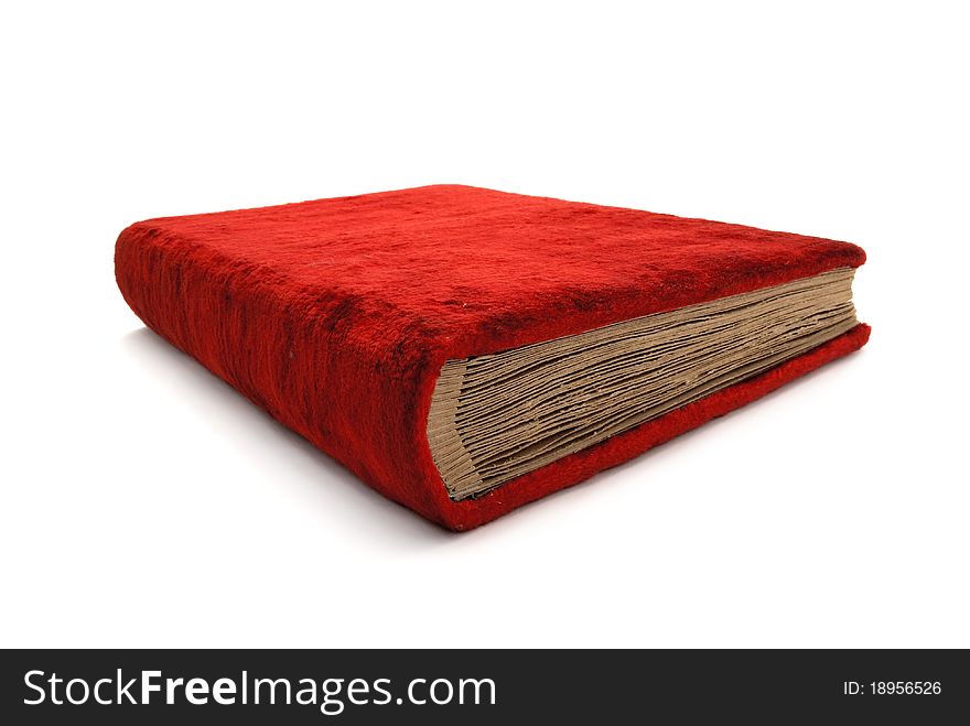 The old red book. The book is bound in soft velvet.