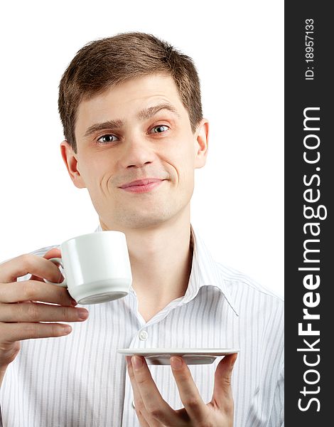 Smiling Businessman With A Cup.