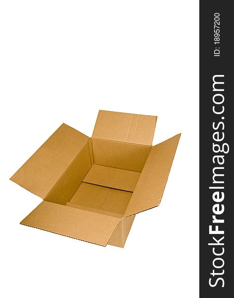 Empty cardboard box ready for shipping, moving, etc. Isolated on white.