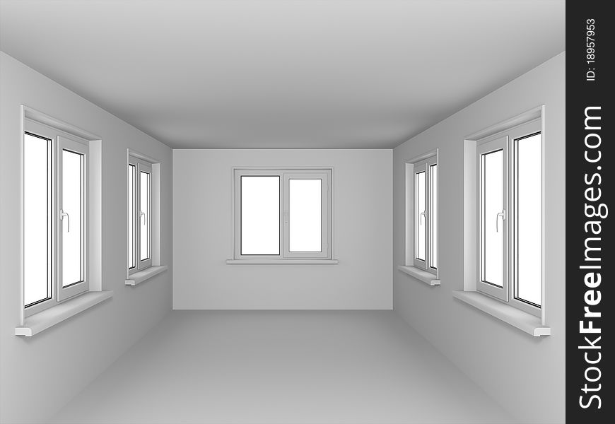 Empty room with windows. In gray color. Empty room with windows. In gray color.
