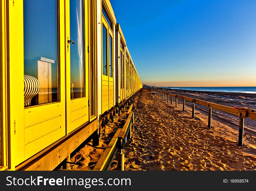 Nice perspective view with houses on the beach