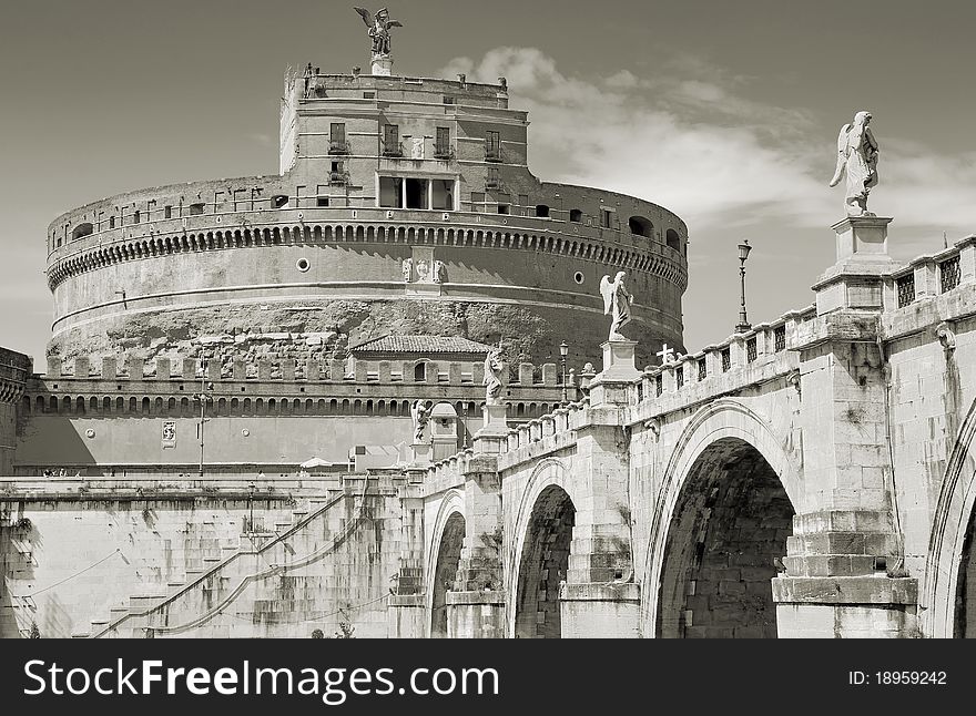 Sant Angelo Castle and Bridge in Rome, Italy. Sant Angelo Castle and Bridge in Rome, Italy.