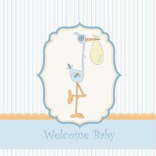 Welcome Baby Card With Stork Royalty Free Stock Images Welcome Baby Card With Stork Royalty Free Stock Images